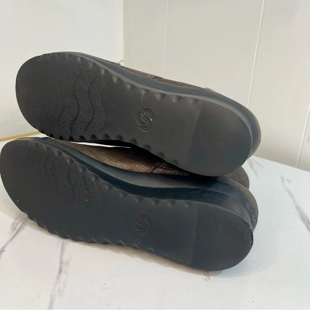Clarks cloudwalkers Metallic Brown Ankle Booties, Wedge Heel Size 7.5M